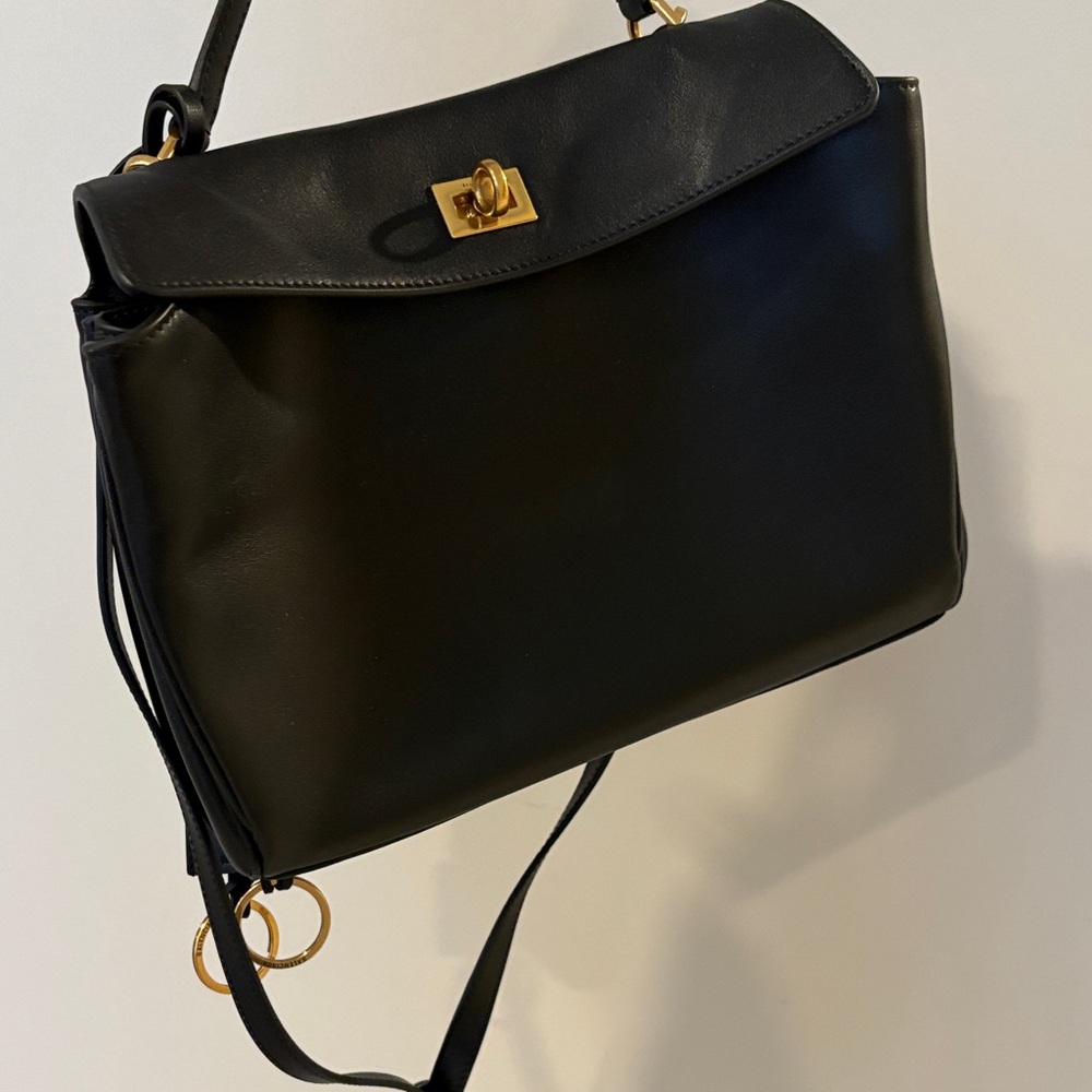 Elegant Rodeo Black Real Leather Handbag